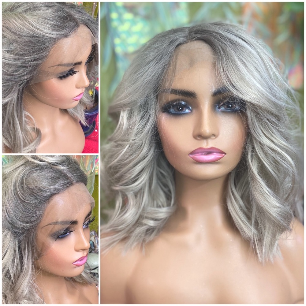 full lace front silver blonde wig with baby hair